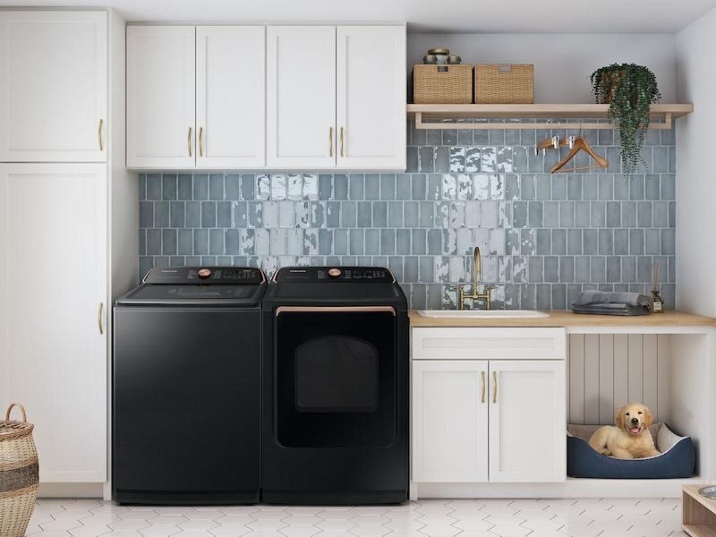 SAMSUNG 7.4 cu. ft. Smart Electric Dryer with Pet Care Dry and Steam Sanitize+ in Brushed Black - DVE54CG7550V-KT