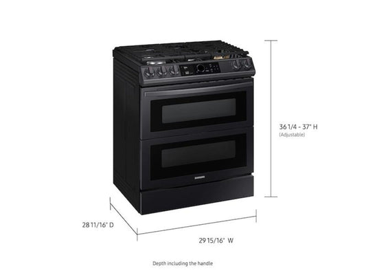 SAMSUNG 6.0 cu ft. Smart Slide-in Gas Range with Flex Duo(TM), Smart Dial & Air Fry in Black Stainless Steel - NX60T8751SG-KT