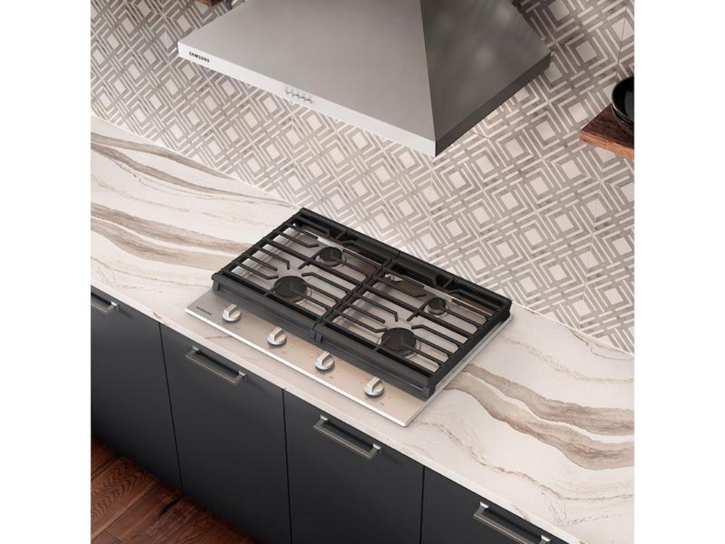 Samsung 30" Gas Cooktop w/ 4 Sealed Burners, Continuous Cast Iron Grates, Ready2Fit™, LP Conversion Kit, 45K BTU Output, ADA Compliant, Stainless Steel - NA30R5310FS-KT