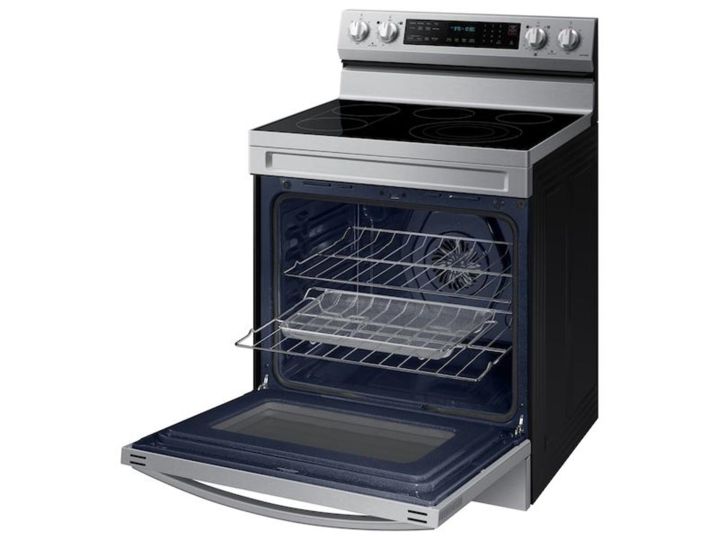 SAMSUNG 6.3 cu. ft. Smart Freestanding Electric Range with No-Preheat Air Fry, Convection+ & Griddle in Stainless Steel - NE63A6711SS-KT