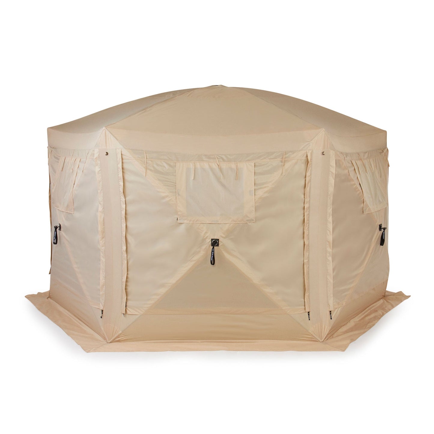 CLAM Quick-Set Pavilion 12.5 x 12.5 Foot Portable Outdoor Canopy Shelter, Tan - 136085