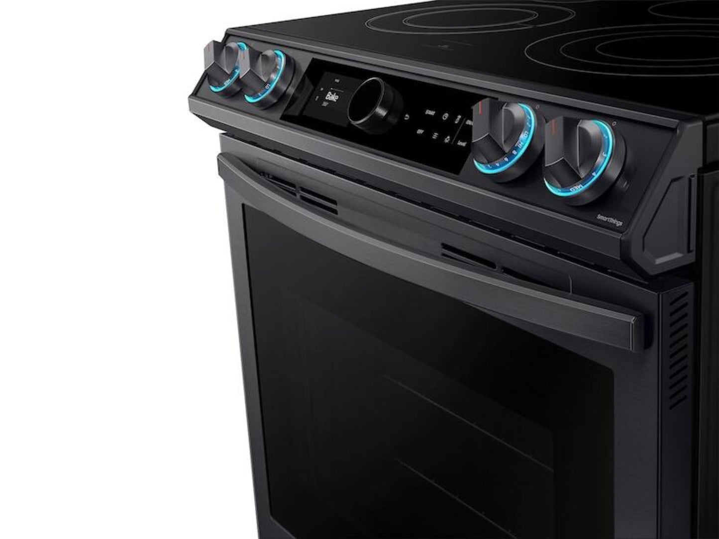 SAMSUNG 6.3 cu ft. Smart Slide-in Electric Range with Smart Dial & Air Fry in Black Stainless Steel - NE63T8711SG-KT