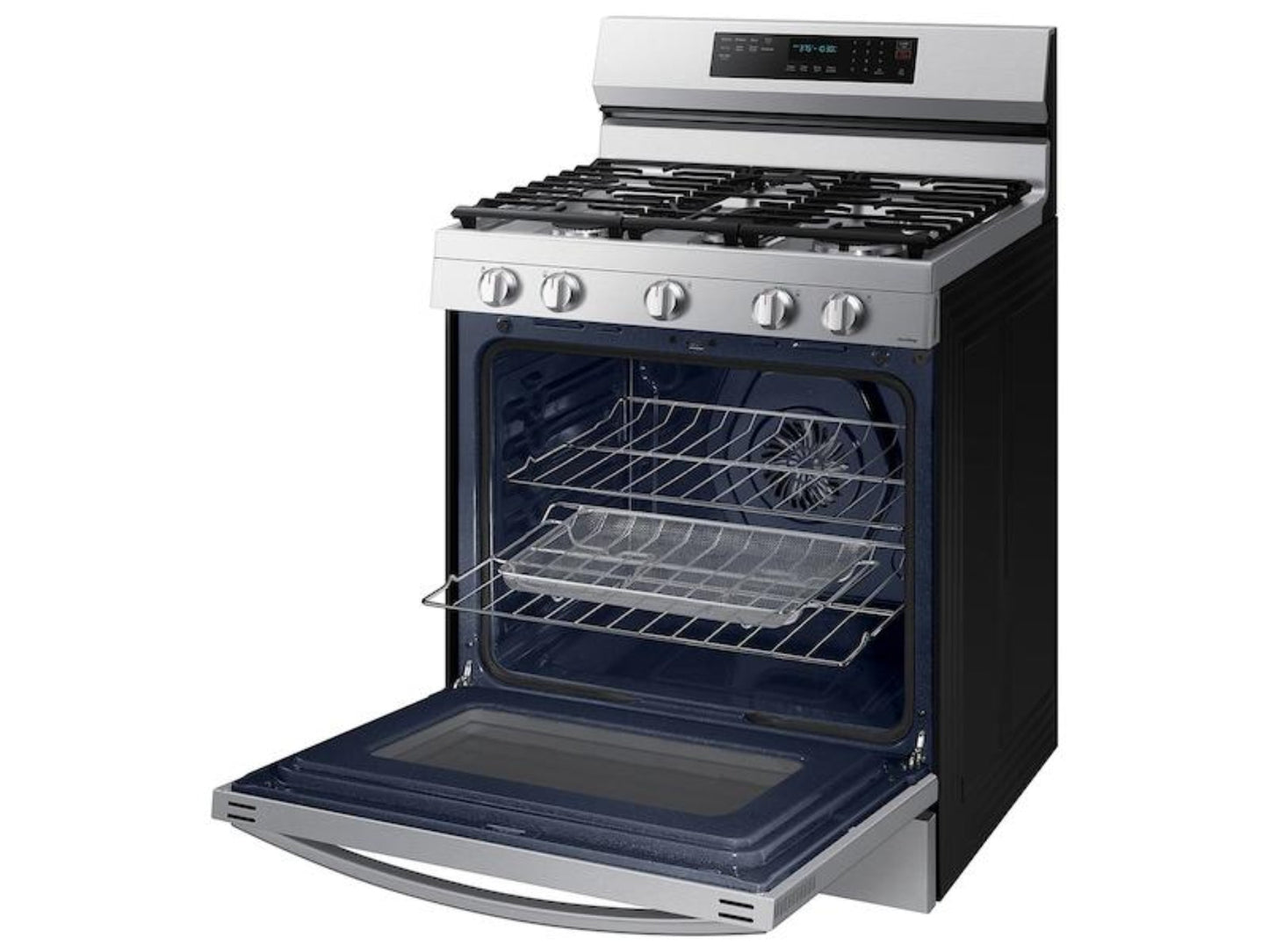 SAMSUNG 6.0 cu. ft. Smart Freestanding Gas Range with No-Preheat Air Fry, Convection+ & Stainless Cooktop in Stainless Steel - NX60A6711SS-KT