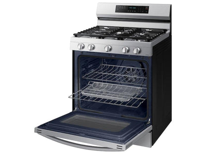 SAMSUNG 6.0 cu. ft. Smart Freestanding Gas Range with No-Preheat Air Fry, Convection+ & Stainless Cooktop in Stainless Steel - NX60A6711SS-KT