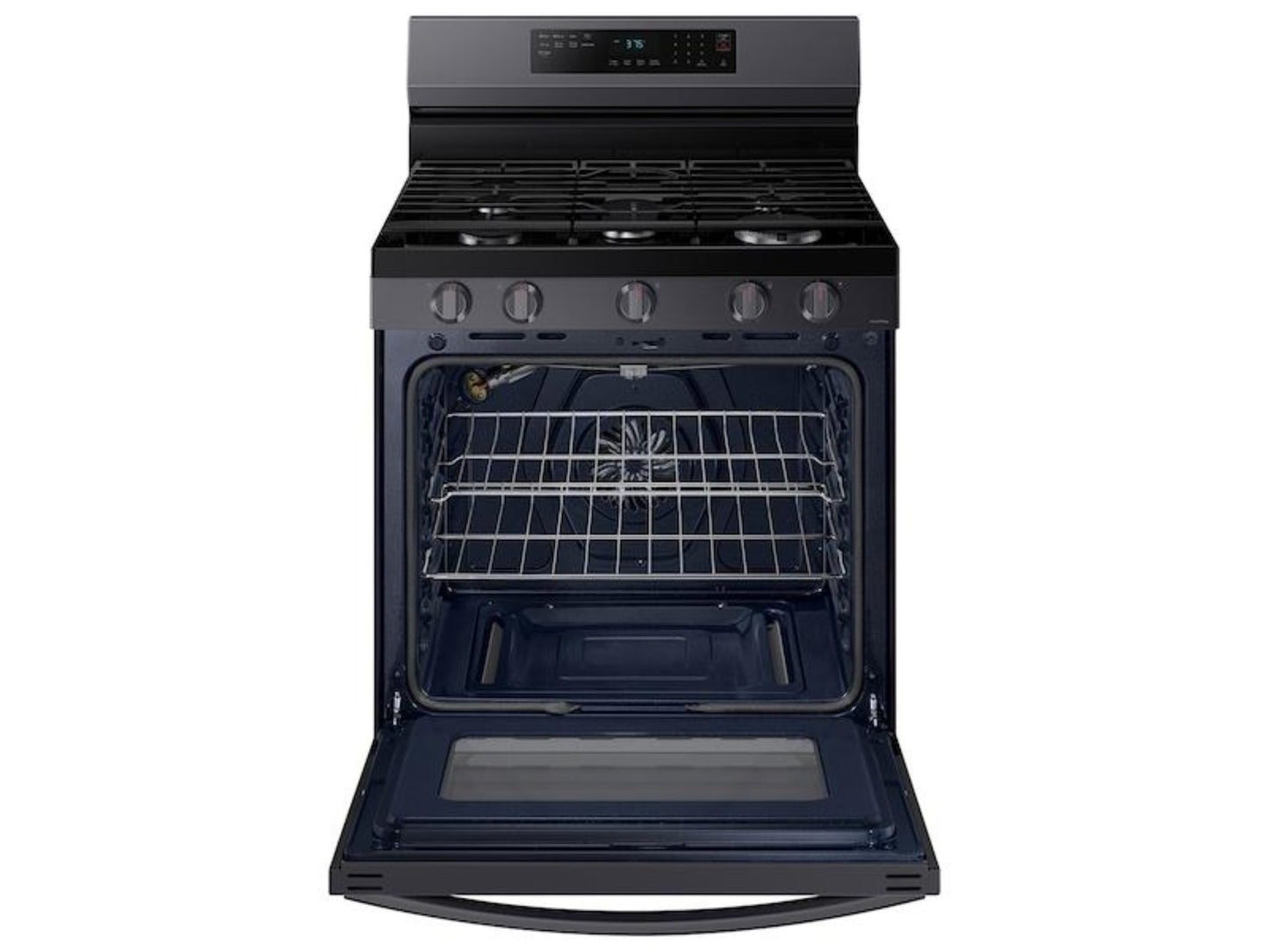 SAMSUNG 6.0 cu. ft. Smart Freestanding Gas Range with No-Preheat Air Fry & Convection in Black Stainless Steel - NX60A6511SG-KT