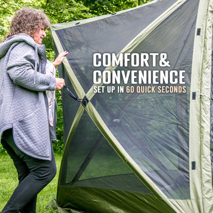 CLAM Quick Set Venture 9x9 Foot Canopy + Clam Quick Set Screen, Green (2 Pack) - 399154