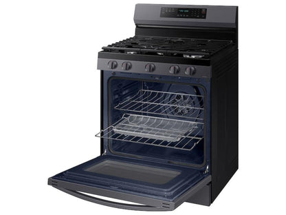 SAMSUNG  6.0 cu. ft. Smart Freestanding Gas Range with No-Preheat Air Fry and Convection+ in Black Stainless Steel - NX60A6711SG-KT