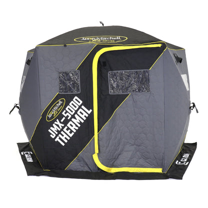 CLAM Jason Mitchell X5000 Portable 9 Ft 6 Person Ice Fishing Thermal Hub Shelter - 320780