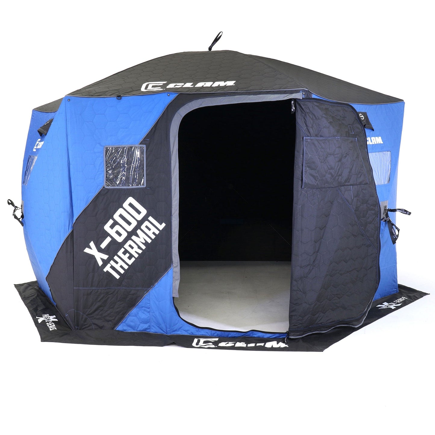 CLAM X-600 Portable 11.5 Ft 6 Person Pop Up Ice Fishing Thermal Hub Shelter Tent - 320783