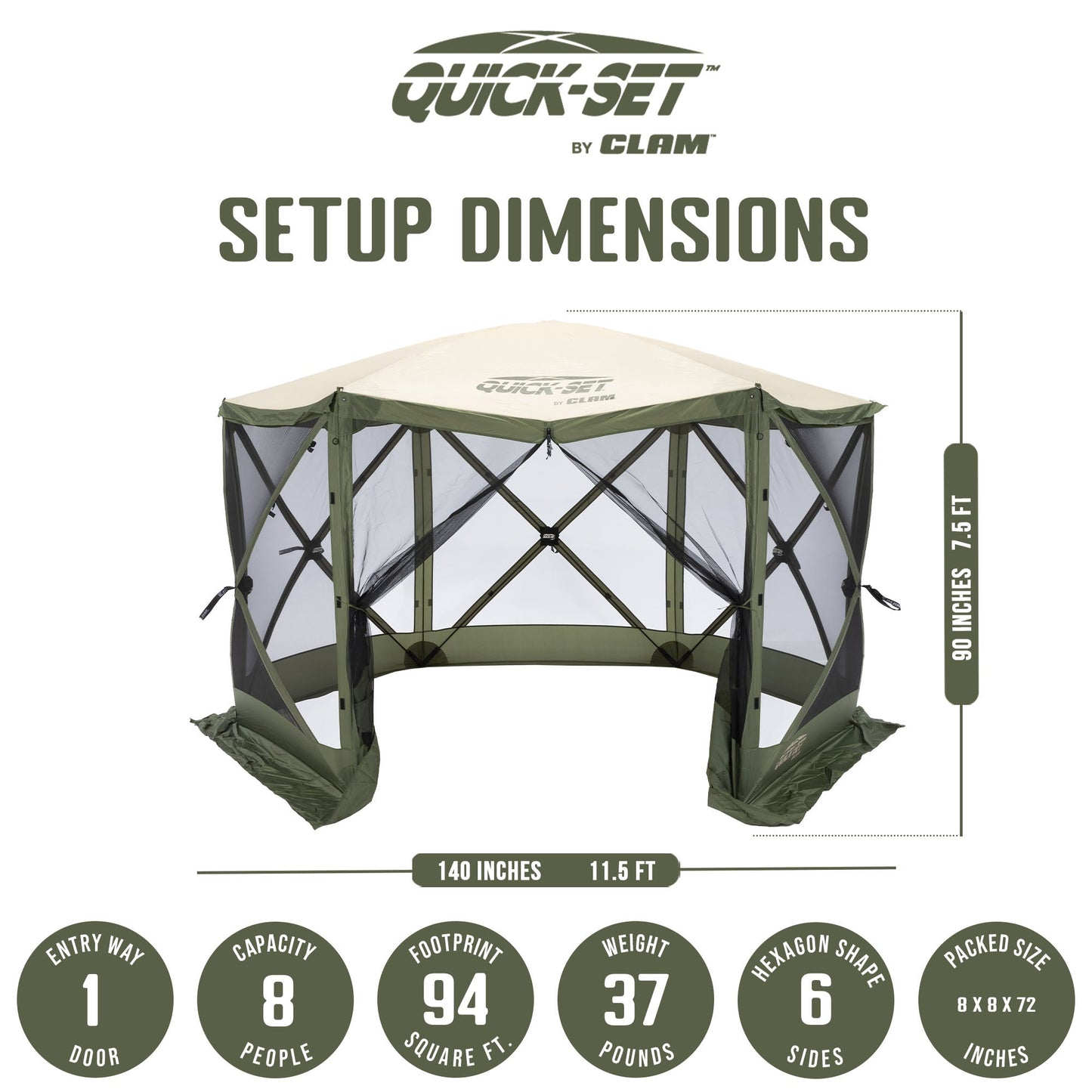 CLAM Quick Set Escape 11.5 x 11.5 Ft Canopy + Clam Quick Set Screen (2 Pack) - 399155
