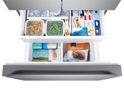 SAMSUNG 25 cu. ft. 33" 3-Door French Door Refrigerator with Dual Auto Ice Maker in Stainless Steel - RF25C5151SR-KT