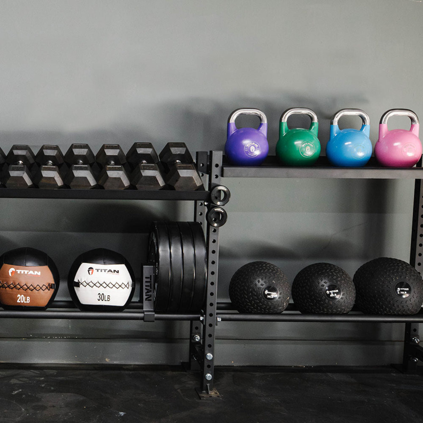 Titan fitness Elite Series Mass Storage System with Bumper Plate & Medicine Ball Shelves - 401934