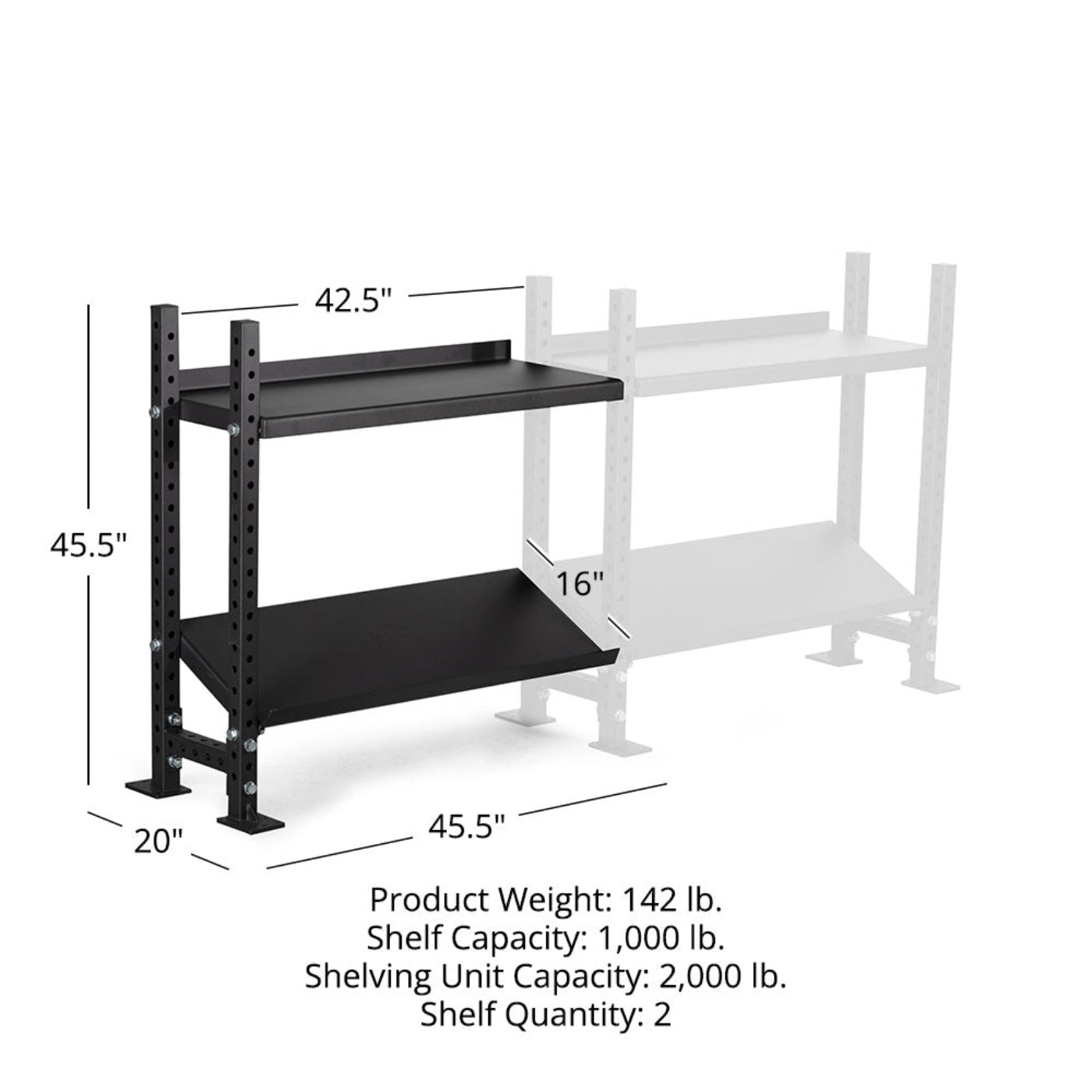 Titan fitness Elite Series Add-On Mass Storage System with Adjustable Shelves - 401966