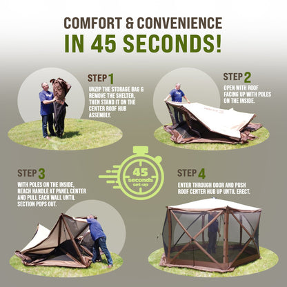 CLAM Quick-Set Pavilion 12.5 x 12.5 Foot Portable Outdoor Canopy Shelter, Gray - 154690