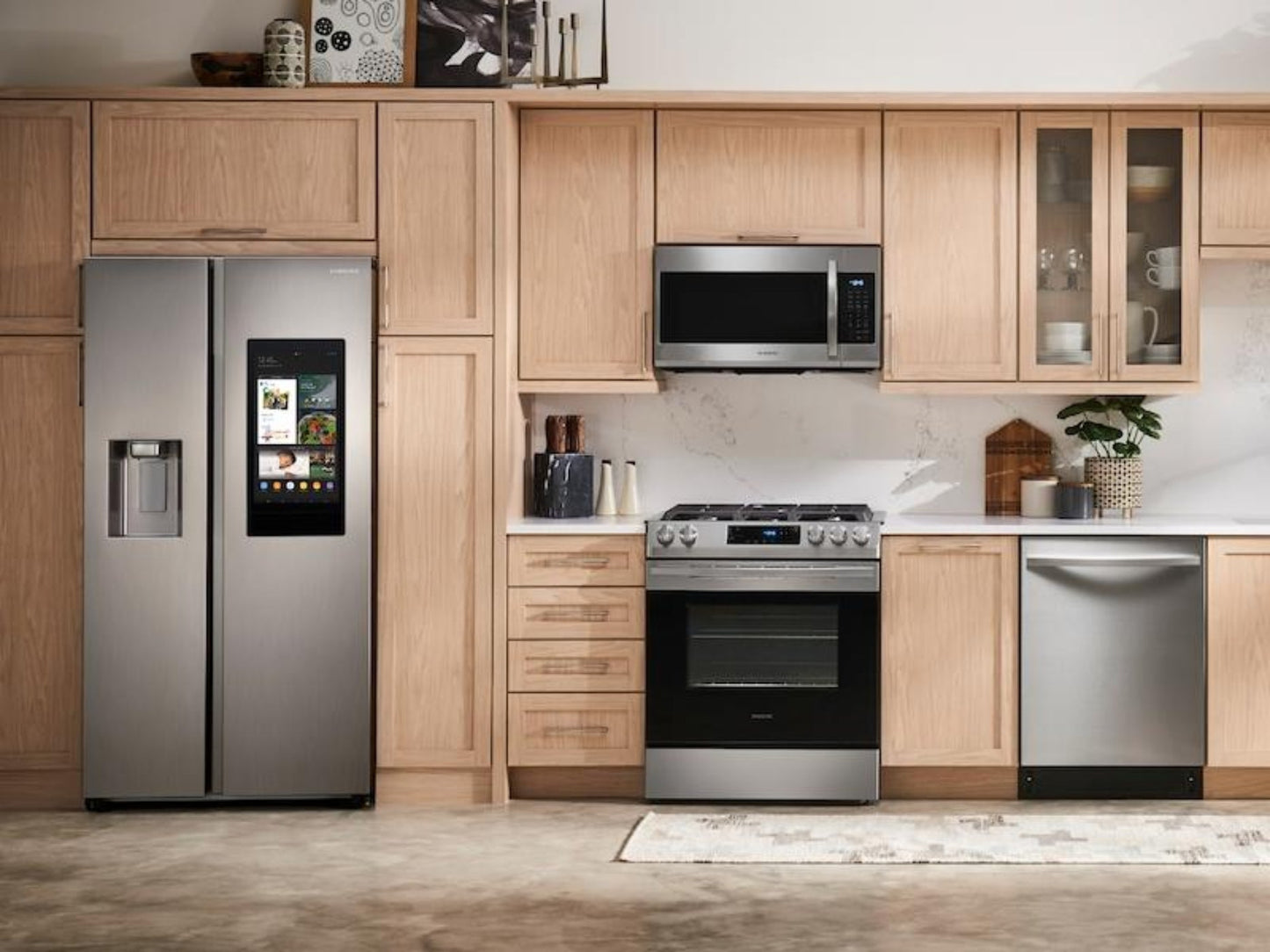 SAMSUNG 22 cu. ft. Counter Depth Side-by-Side Refrigerator with Touch Screen Family Hub™ in Stainless Steel - RS22T5561SR-KT