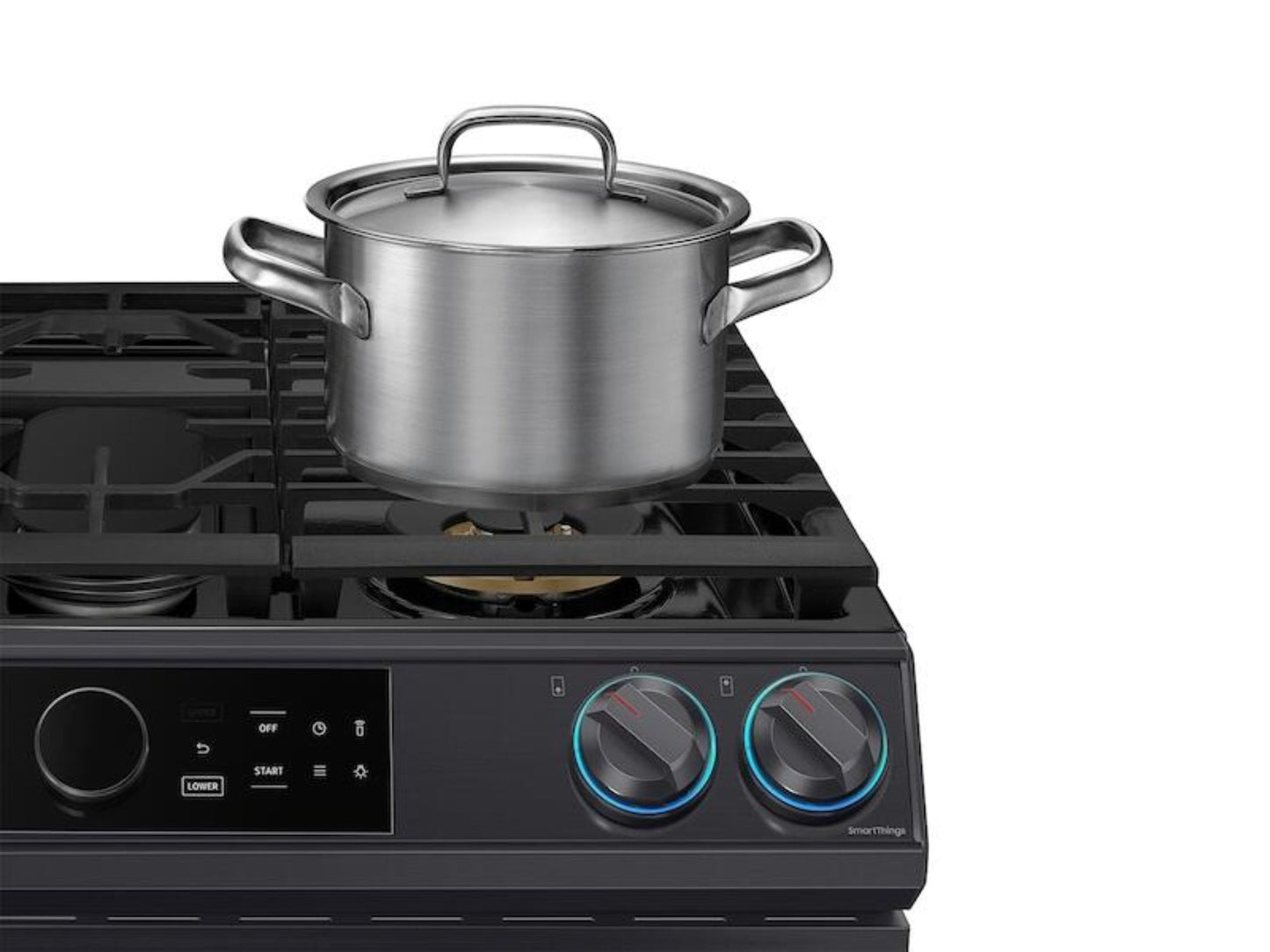 SAMSUNG 6.3 cu ft. Smart Slide-in Gas Range with Flex Duo™, Smart Dial & Air Fry in Black Stainless Steel - NY63T8751SG-KT