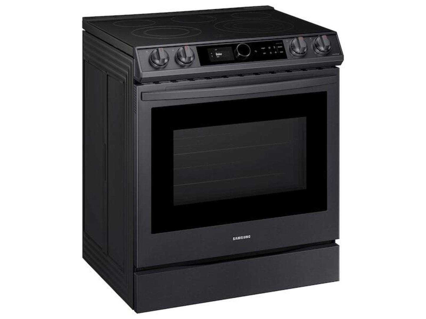 SAMSUNG 6.3 cu ft. Smart Slide-in Electric Range with Smart Dial & Air Fry in Black Stainless Steel - NE63T8711SG-KT