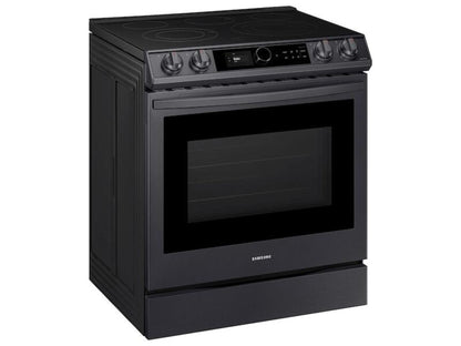 SAMSUNG 6.3 cu ft. Smart Slide-in Electric Range with Smart Dial & Air Fry in Black Stainless Steel - NE63T8711SG-KT