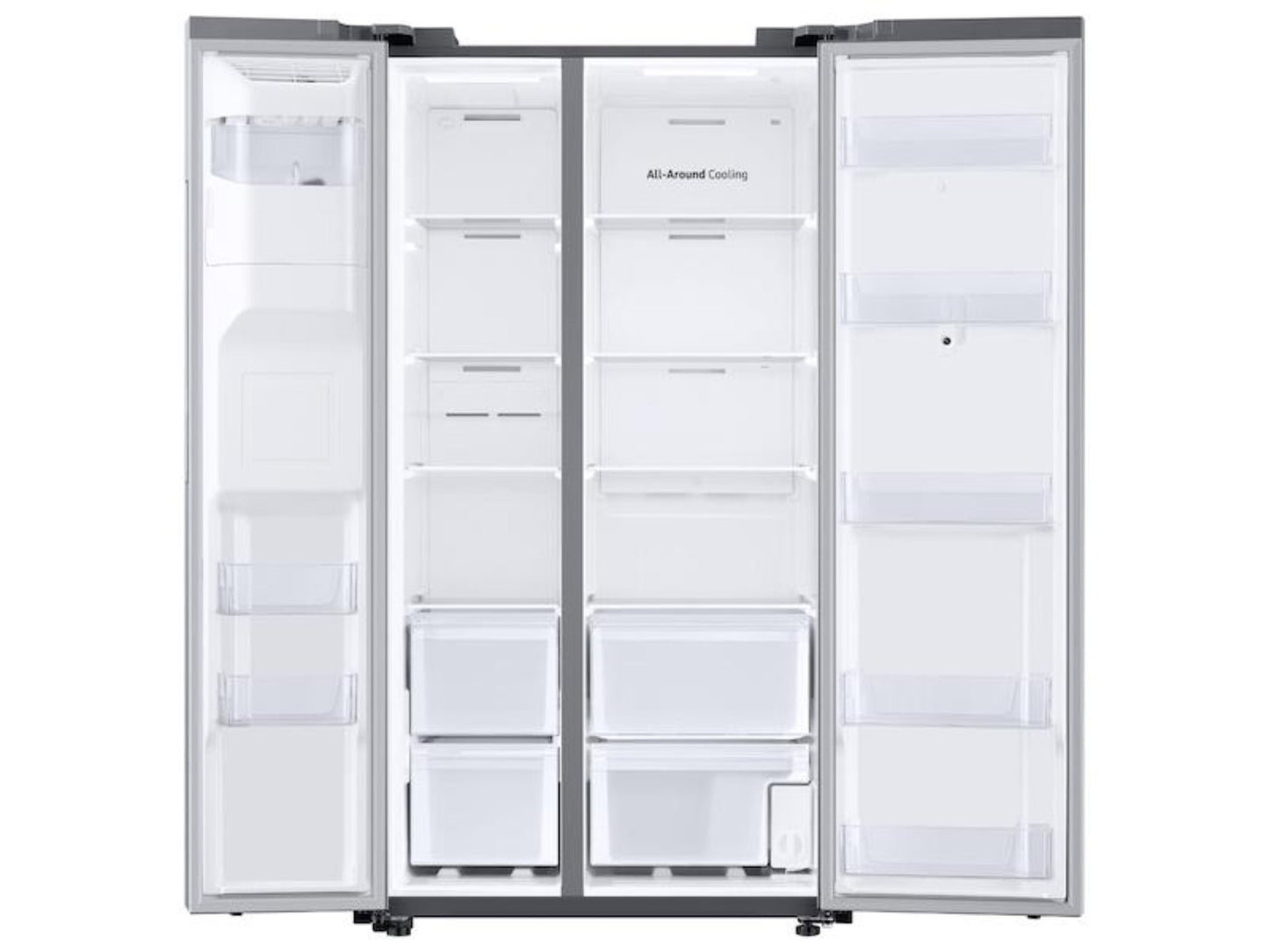 SAMSUNG 26.7 cu. ft. Large Capacity Side-by-Side Refrigerator with Touch Screen Family Hub™ in Stainless Steel - RS27T5561SR-KT