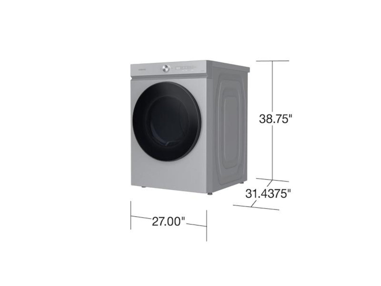 SAMSUNG Bespoke 7.6 cu. ft. Ultra Capacity Electric Dryer with Super Speed Dry and AI Smart Dial in Silver Steel - DVE53BB8700TA3-KT