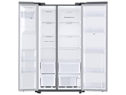 SAMSUNG 22 cu. ft. Counter Depth Side-by-Side Refrigerator with Touch Screen Family Hub™ in Stainless Steel - RS22T5561SR-KT