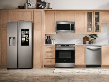 SAMSUNG 26.7 cu. ft. Large Capacity Side-by-Side Refrigerator with Touch Screen Family Hub™ in Stainless Steel - RS27T5561SR-KT