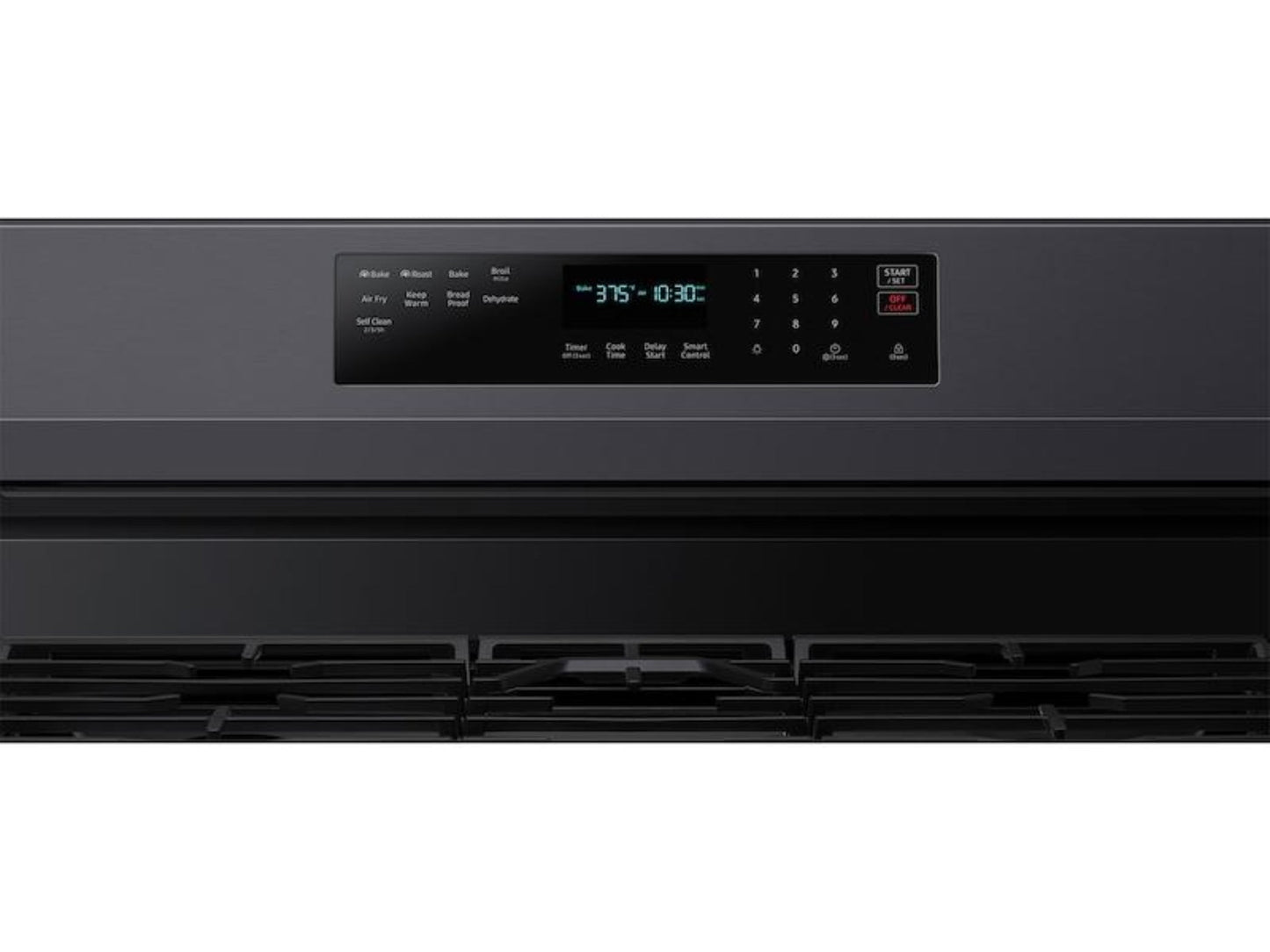 SAMSUNG  6.0 cu. ft. Smart Freestanding Gas Range with No-Preheat Air Fry and Convection+ in Black Stainless Steel - NX60A6711SG-KT