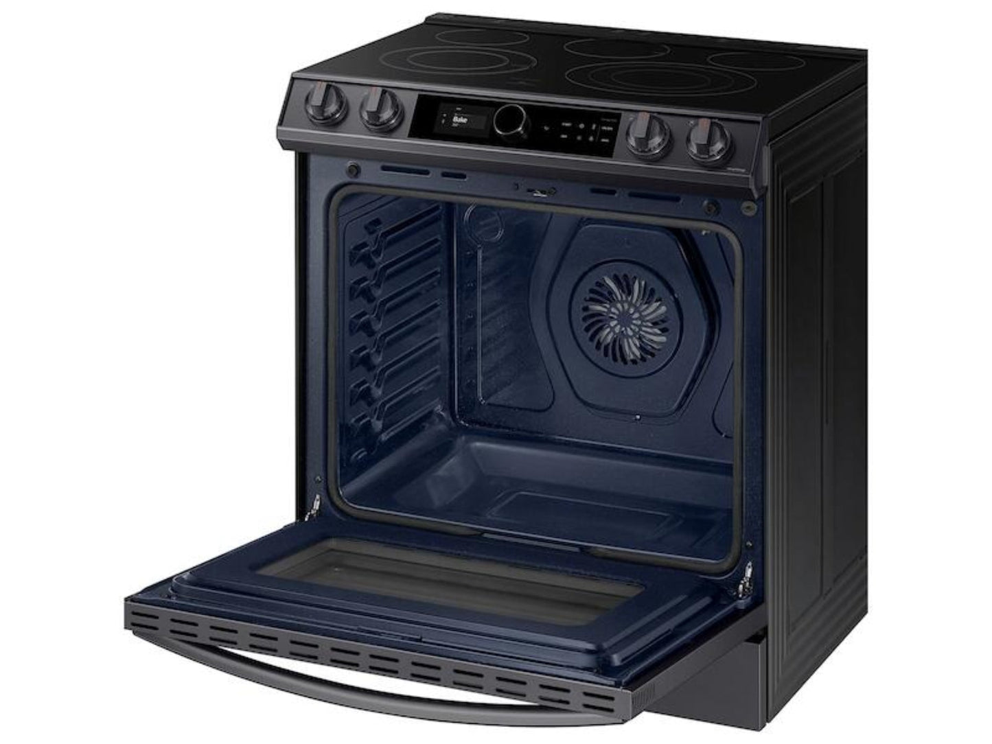 SAMSUNG 6.3 cu ft. Smart Slide-in Electric Range with Smart Dial & Air Fry in Black Stainless Steel - NE63T8711SG-KT