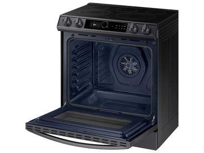 SAMSUNG 6.3 cu ft. Smart Slide-in Electric Range with Smart Dial & Air Fry in Black Stainless Steel - NE63T8711SG-KT
