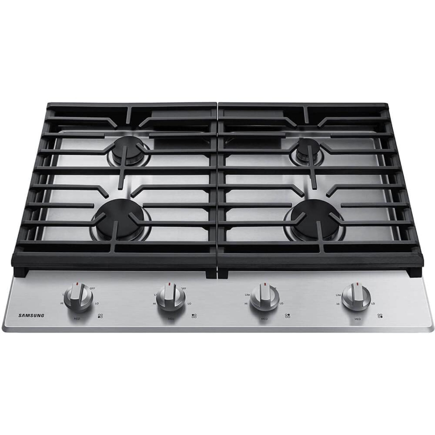 Samsung 30" Gas Cooktop w/ 4 Sealed Burners, Continuous Cast Iron Grates, Ready2Fit™, LP Conversion Kit, 45K BTU Output, ADA Compliant, Stainless Steel - NA30R5310FS-KT