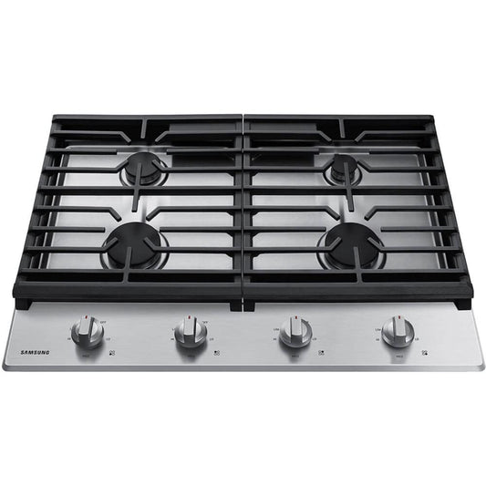 Samsung 30" Gas Cooktop w/ 4 Sealed Burners, Continuous Cast Iron Grates, Ready2Fit™, LP Conversion Kit, 45K BTU Output, ADA Compliant, Stainless Steel - NA30R5310FS-KT