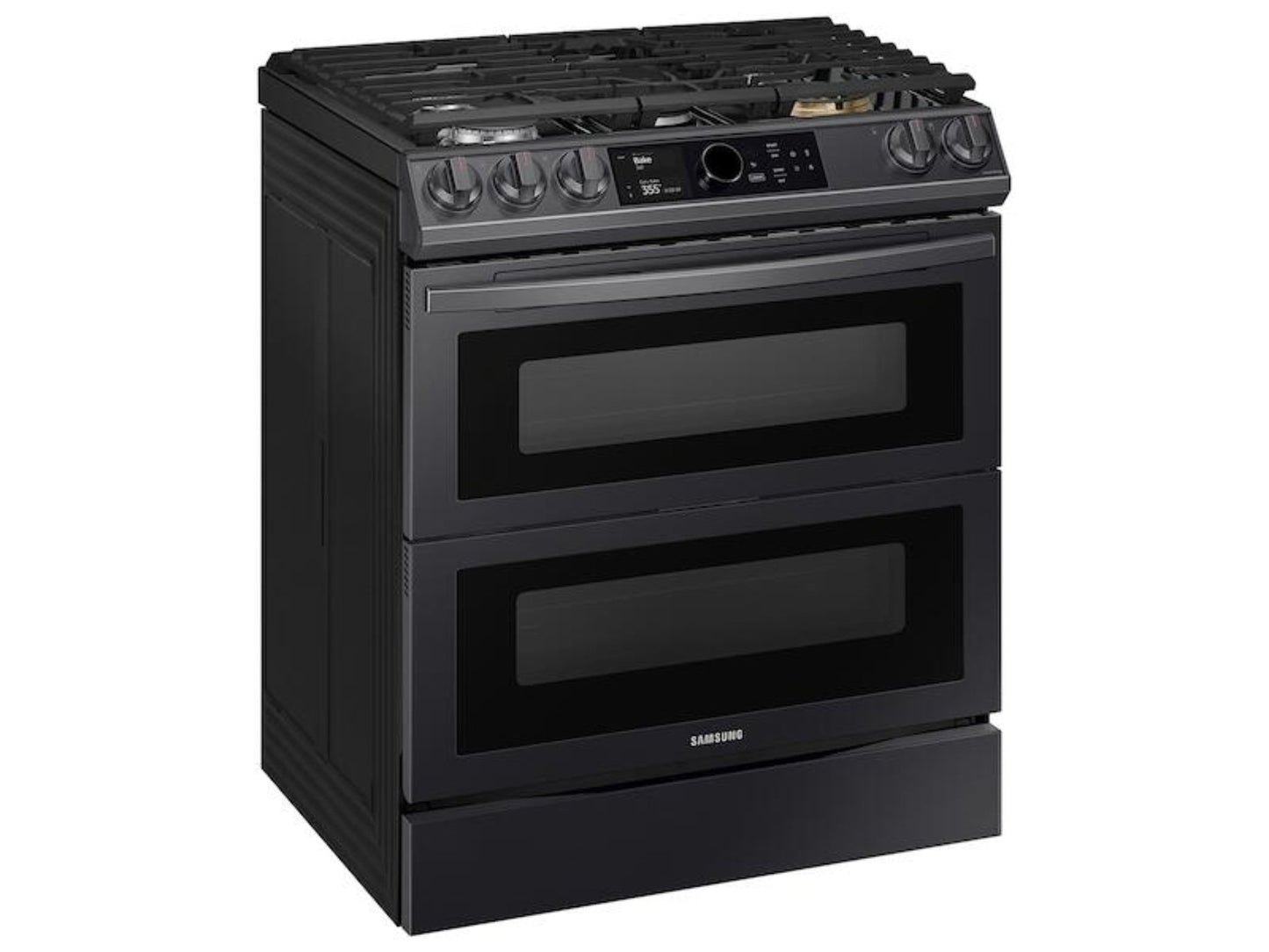 SAMSUNG 6.3 cu ft. Smart Slide-in Gas Range with Flex Duo™, Smart Dial & Air Fry in Black Stainless Steel - NY63T8751SG-KT