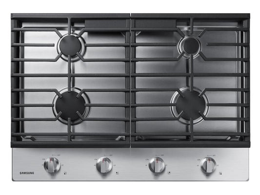 Samsung 30" Gas Cooktop w/ 4 Sealed Burners, Continuous Cast Iron Grates, Ready2Fit™, LP Conversion Kit, 45K BTU Output, ADA Compliant, Stainless Steel - NA30R5310FS-KT