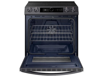SAMSUNG 6.3 cu ft. Smart Slide-in Electric Range with Smart Dial & Air Fry in Black Stainless Steel - NE63T8711SG-KT