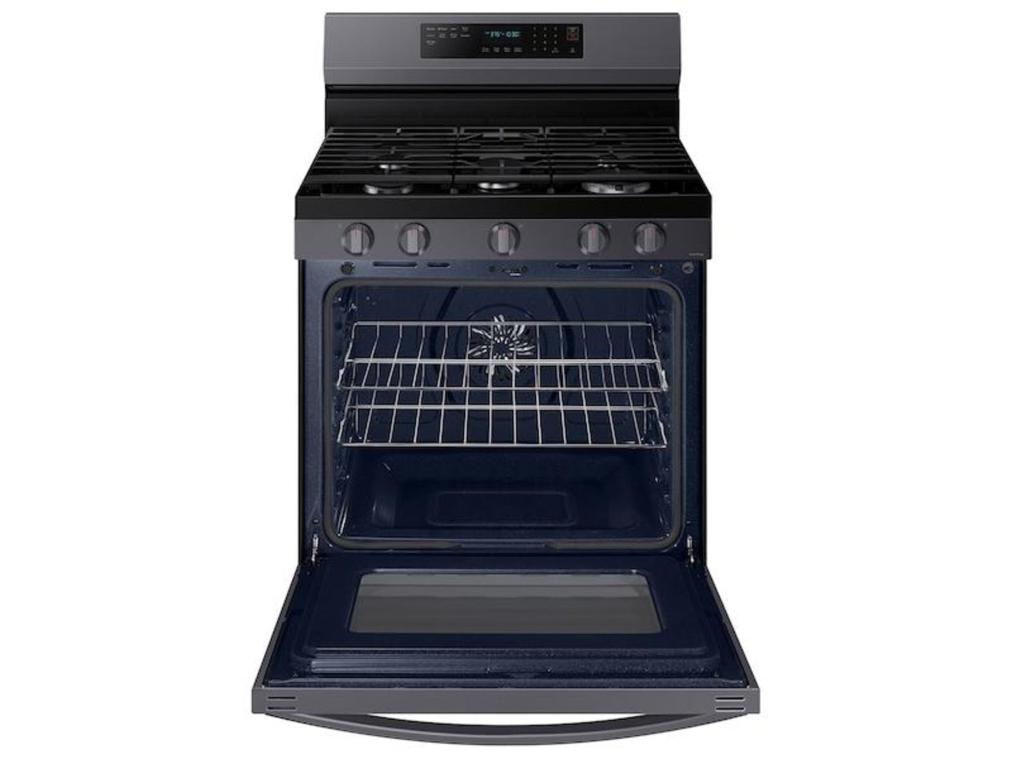 SAMSUNG  6.0 cu. ft. Smart Freestanding Gas Range with No-Preheat Air Fry and Convection+ in Black Stainless Steel - NX60A6711SG-KT