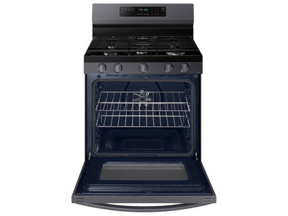 SAMSUNG  6.0 cu. ft. Smart Freestanding Gas Range with No-Preheat Air Fry and Convection+ in Black Stainless Steel - NX60A6711SG-KT