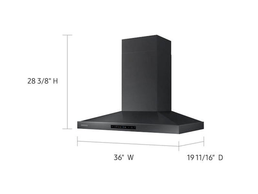 SAMSUNG 36" Wall Mount Hood in Black Stainless Steel - NK36K7000WG-KT
