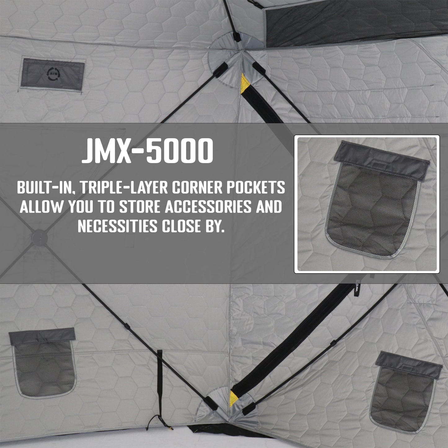 CLAM Jason Mitchell X5000 Portable 9 Ft 6 Person Ice Fishing Thermal Hub Shelter - 320780