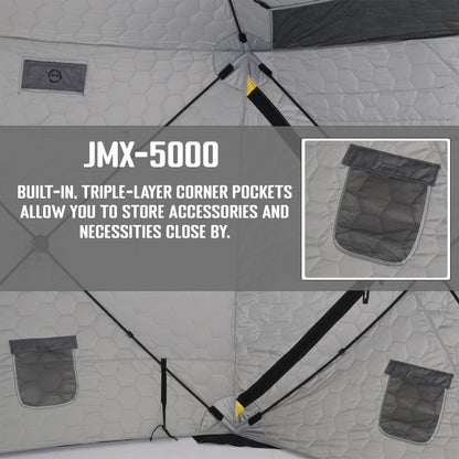 CLAM Jason Mitchell X5000 Portable 9 Ft 6 Person Ice Fishing Thermal Hub Shelter - 320780