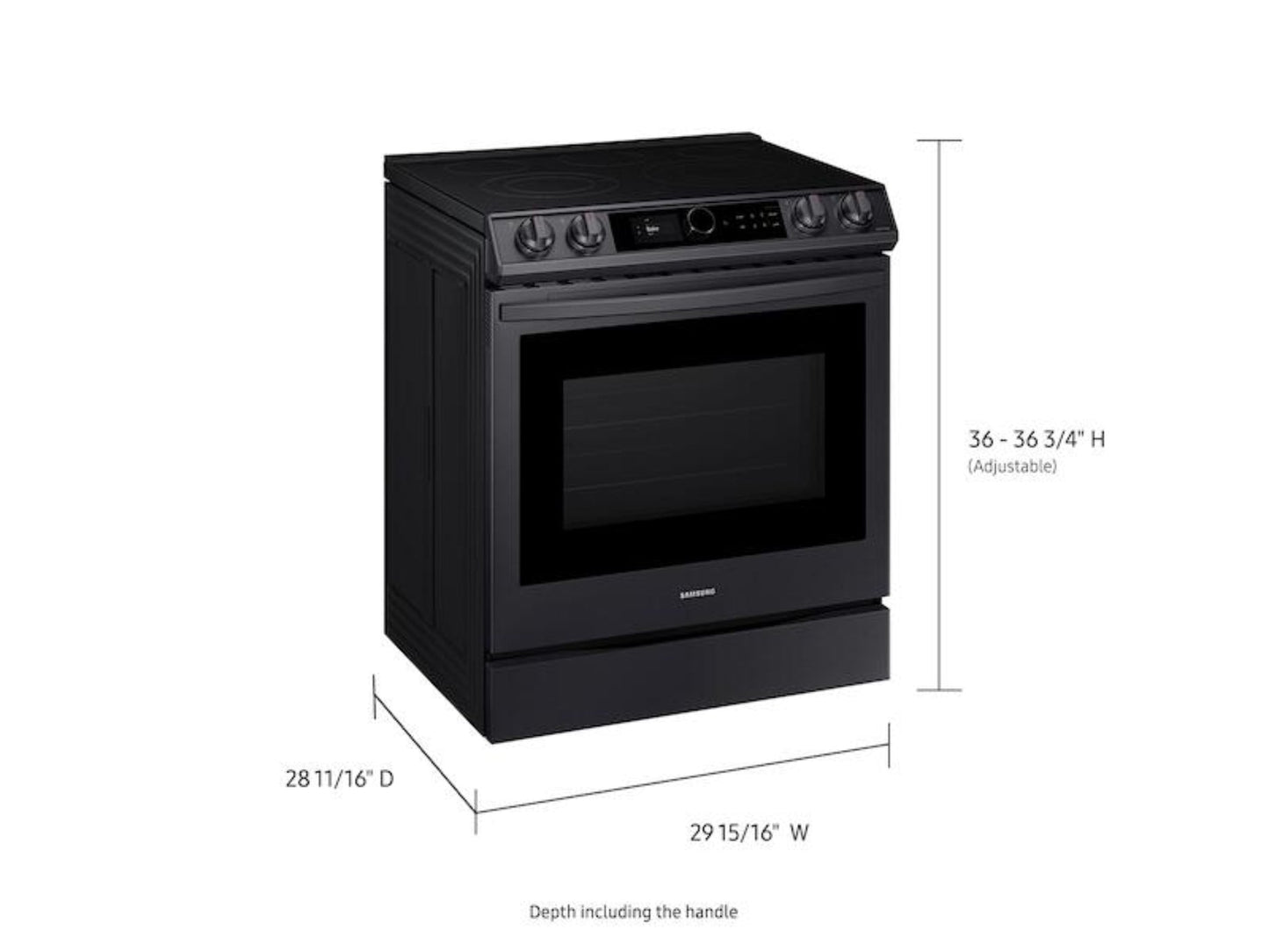 SAMSUNG 6.3 cu ft. Smart Slide-in Electric Range with Smart Dial & Air Fry in Black Stainless Steel - NE63T8711SG-KT