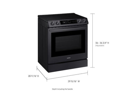 SAMSUNG 6.3 cu ft. Smart Slide-in Electric Range with Smart Dial & Air Fry in Black Stainless Steel - NE63T8711SG-KT