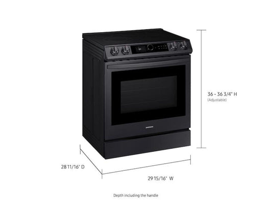 SAMSUNG 6.3 cu ft. Smart Slide-in Electric Range with Smart Dial & Air Fry in Black Stainless Steel - NE63T8711SG-KT