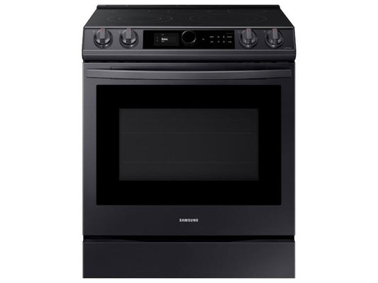 SAMSUNG 6.3 cu ft. Smart Slide-in Electric Range with Smart Dial & Air Fry in Black Stainless Steel - NE63T8711SG-KT