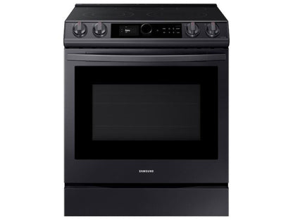 SAMSUNG 6.3 cu ft. Smart Slide-in Electric Range with Smart Dial & Air Fry in Black Stainless Steel - NE63T8711SG-KT