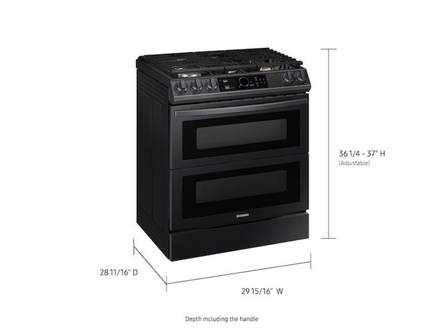 SAMSUNG 6.3 cu ft. Smart Slide-in Gas Range with Flex Duo™, Smart Dial & Air Fry in Black Stainless Steel - NY63T8751SG-KT