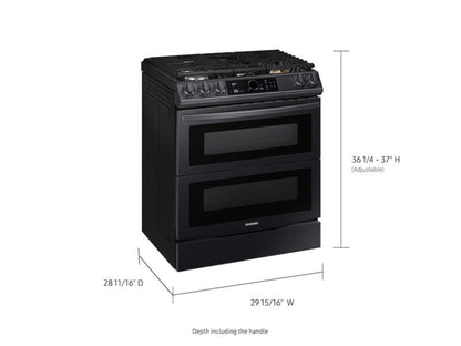 SAMSUNG 6.3 cu ft. Smart Slide-in Gas Range with Flex Duo™, Smart Dial & Air Fry in Black Stainless Steel - NY63T8751SG-KT