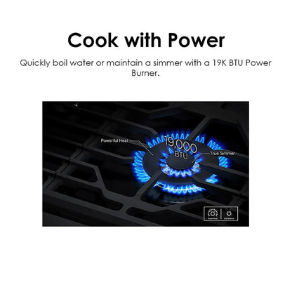 SAMSUNG NA30N6555TS 30" Smart Gas Cooktop with Illuminated Knobs in Stainless Steel - NA30N6555TS-KT