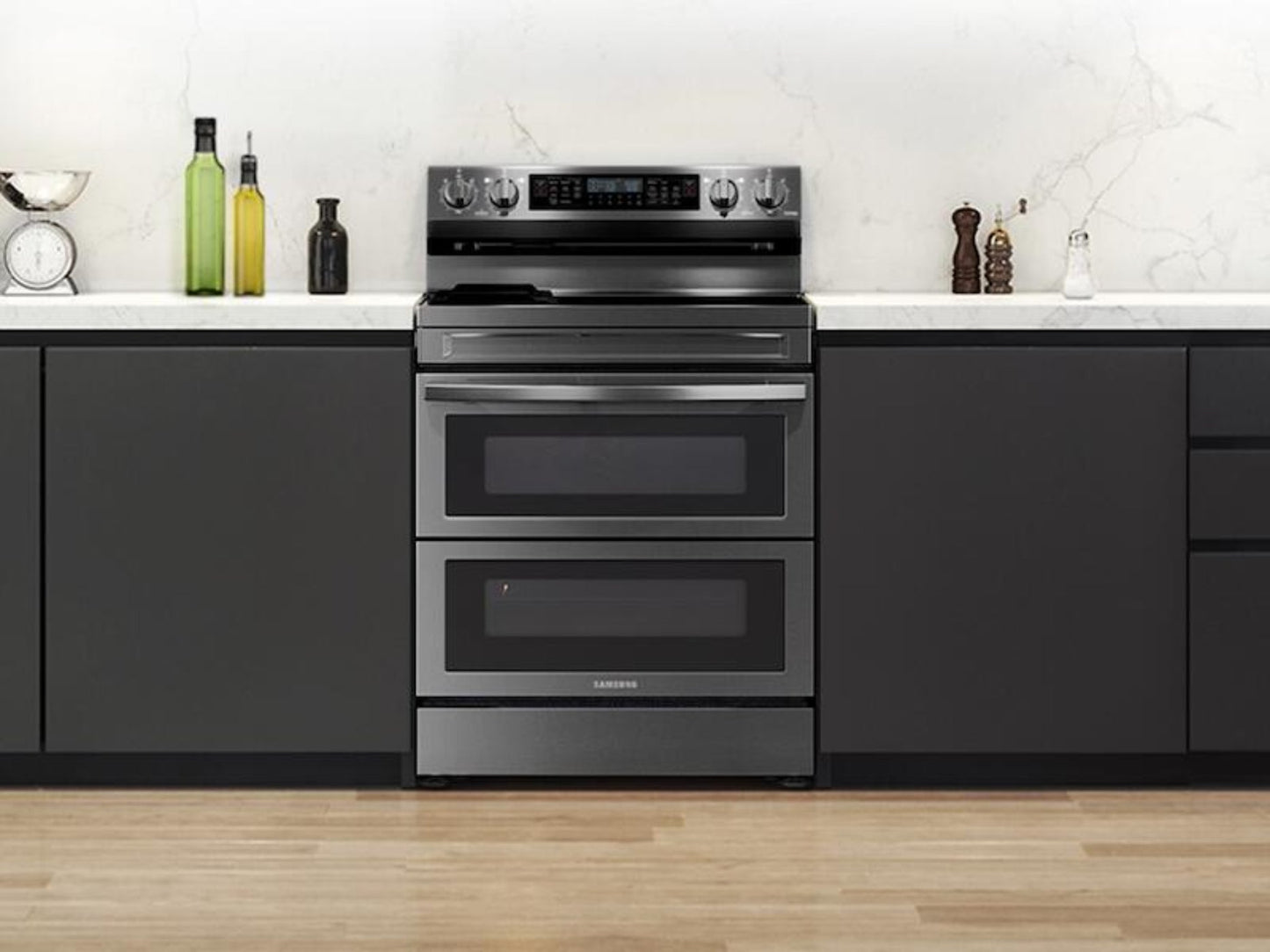 SAMSUNG NE63A6751SG 6.3 cu. ft. Smart Freestanding Electric Range with Flex Duo™, No-Preheat Air Fry & Griddle in Black Stainless Steel - NE63A6751SG-KT
