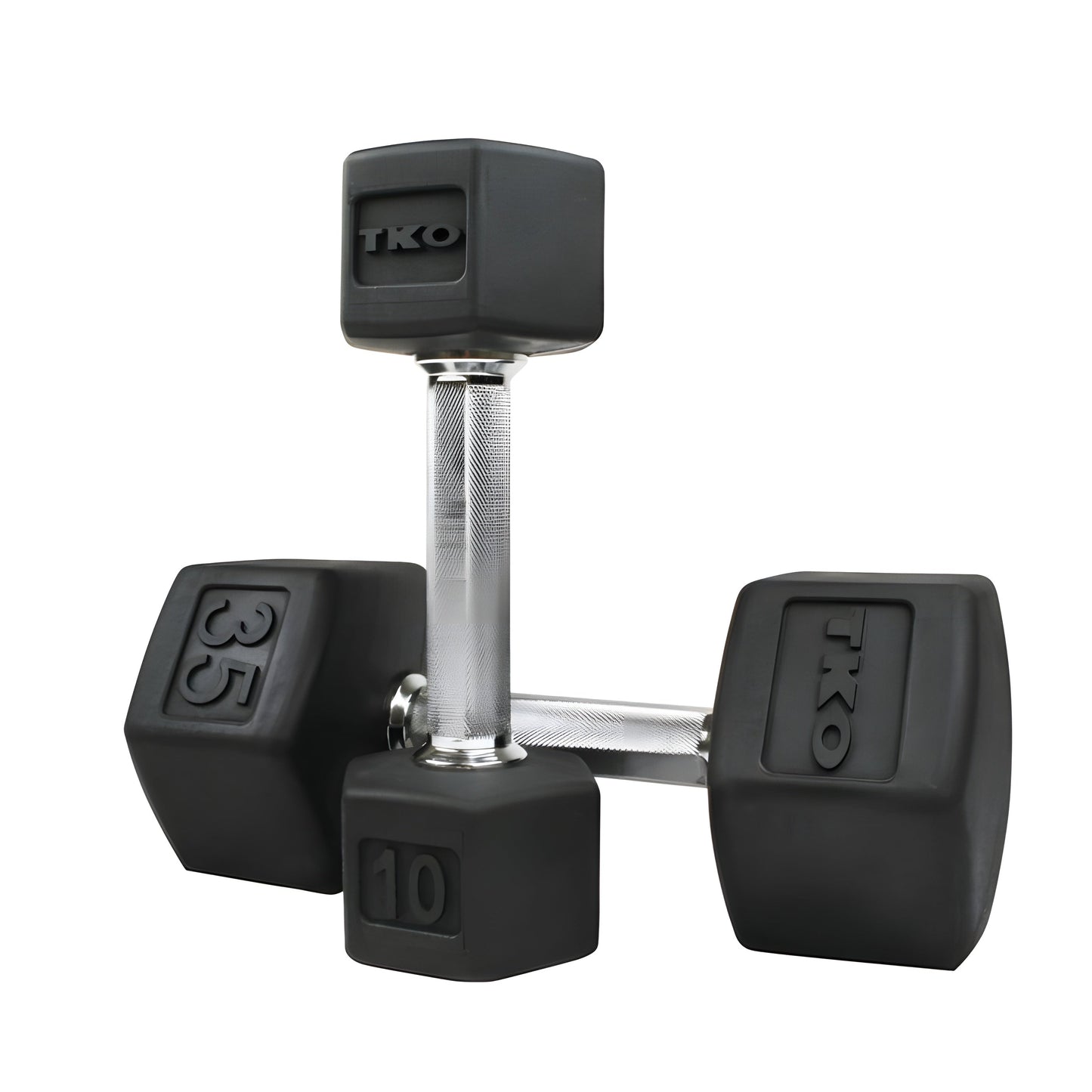 TKO Rubber Hex Dumbbell Set with 3-Tier Horizontal Rack - S890-SXRE15