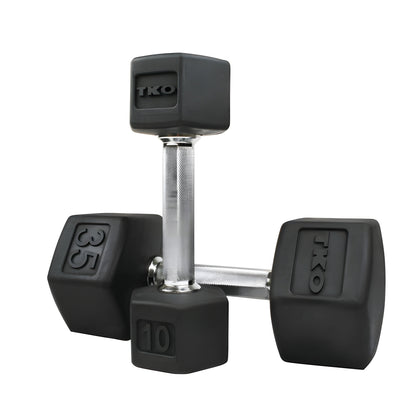 TKO Rubber Hex Dumbbell Set with 3-Tier Horizontal Rack - S890-SXRE15